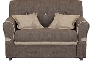 Totò Piccinni Divano 2 Posti in tessuto con Cuscini Imbottito, con Braccioli (Marrone)