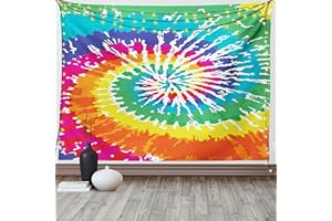 ABAKUHAUS Stoff Wandteppich, Regenbogen-Krawatten-Effekt aus Weiches Mikrofaser Stoff Waschbar ohne Verblassen Digitaldruck, 150 x 110 cm, Magenta Aqua