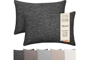 Selfitex 2er Set 40x60 cm, Sofakissen mit Füllung und Bezug, Dekokissen, Kopfkissen mit weicher Kissenfüllung, stilvolle Kissen Deko, robuster Polsterstoff, hochwertiges Couch Kissen (Anthrazit)