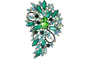EVER FAITH Broche Forme Fleur avec Goutte d'eau Style Délicat Fastueux Accessoire de Vêtement Cristal Strass Bijou Cadeau