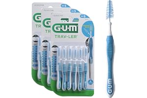 GUM TRAV-LER cepillos interdentales | mango flexible | higiene eficaz entre los dientes y eliminación de la placa | 1.6mm, ISO 5 | Tamaño L | Paquete de 3x6