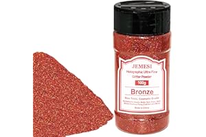 ‎JEMESI Glitzerpulver, JEMESI Bronze Feiner Glitter, Holographic Glitzer Pulver, Glitzerpuder für Epoxidharz, Nagel, Gießen, Körperkunst & Dekoration - 100g