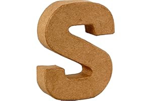 COUNTRY LOVE CRAFTS PAPIER MACHE Country Love Crafts 4-inch/ 10cm 3D Letter S Papier Mache, Beige