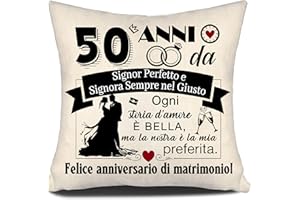Aosumin 50 Anni da Signor Perfetto e Signora Sempre nel Giusto 50° Anniversario di Matrimonio Regalo Cuscino per Coppie Marito Moglie Mamma Papà Nonna Amici Buon Anniversario di Matrimonio(50-a)