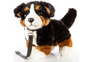 Uni-Toys - Berneński pies pasterski, stojący, ze smyczą - 27 cm (długość) - pluszowy pies - pluszowa zabawka, przytulanka