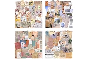 MAYPLOUS 4 paquets de papier à motif vintage papier de scrapbooking papier décoratif avec des autocollants simple face pour la fabrication de cartes d'emballage de cadeaux d'art et d'artisanat (Romantic)