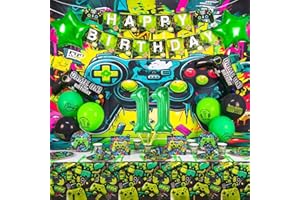Sylphlikeoniric Videospiel Partygeschirr Geburtstag Deko 11 Jahre, Playstation Deko Geburtstag Junge Zocker, Gaming Luftballon Banner Teller Tasse Servietten Tischdecke Stroh (Gamer Geschirr 11 Jahre)