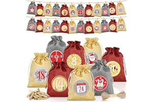Alintor Adventskalender zum Befüllen Groß, 18 x 13 cm Weihnachtskalender zum Befüllen, 24 Adventskalender Selber befüllen Kinder, adventskalender Säckchen
