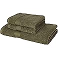 Amazon Brand - Solimo 100% Cotton 3 Piece Towel Set, 500 GSM (Olive Green)