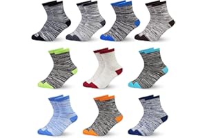 GENTABY Boys Socks Kids Cotton Toddler Multipack Size 12-3 Crew Attractive Soft Elastic 10 Pairs for 1-14 Years Junior School