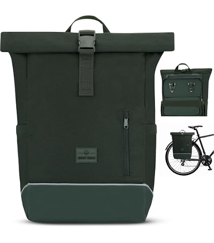 Johnny Urban Bike Pannier Bag for Bicycles Black - Mika Bike - 2-in-1 Daypack and Rear Rack Bag - Backpack Cycling Storage for Leisure, Work and Travel