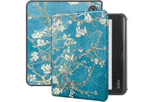 Vakarey pour Kobo Libra Colour Coque,Ultra Mince avec Housse de Réveil/Sommeil Automatique pour Kobo Libra 2 Étui 7 Pouces,Fleurs