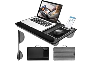 AviiatoR® Laptop Tray with Cushion, Phone Holder and Mouse Pad with Wrist Support, For Portable Notebook Upto 17inch for Bed, Table, Desk, Lap Rest, Travel, Sofa, Tablet, Reading, Writing, Drawing
