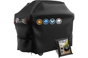 NIFOGO Grill Abdeckhaube, Wetterfest GrillabdeckungOxford Gasgrill Abdeckplane, Wasserdicht Grillschutzhülle,reißfest, UV, Schutz vor Verblassen, Rost und Schimmel (147x61x117CM mit Taschen)