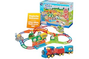 TUT TUT Baby Flitzer - Bunter Bahnhof – Interaktiver Bahnhof mit motorisiertem Zug und vielen Spielmöglichkeiten – Für Kinder von 1-5 Jahren