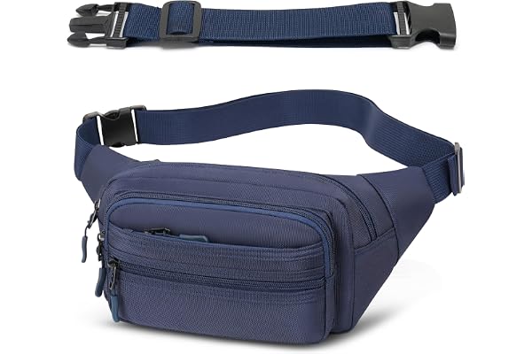 Midjeväska höftväska herr dam – utomhus midjeväska stor med ett 30 cm förlängt bä unisex modern axelväska crossbody bag för utomhus resa vandring hundträning, Mörkblå, Midjeväska stor med ett 30 cm