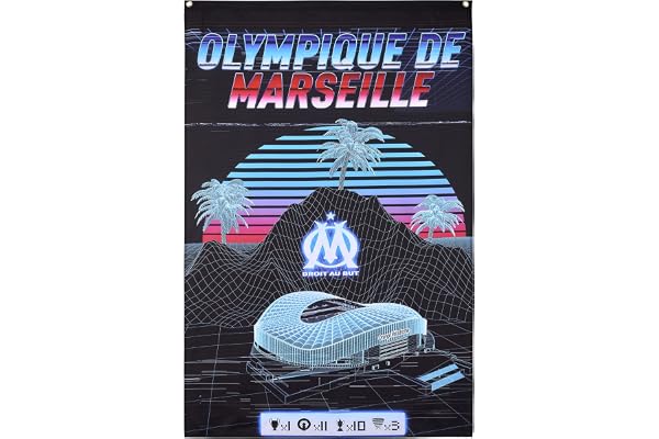 OLYMPIQUE DE MARSEILLE Drapeau Om - Collection Officielle Taille 100x150 cm