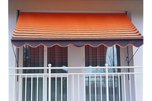ANGERER FREIZEITMÖBEL GMBH Angerer Exklusiv Clamp-On Awning for Sun Protection, Mounting without Drilling and Dowels, Ideal Balcony Awning for Rented Apartments, 250 cm, Orange-Brown