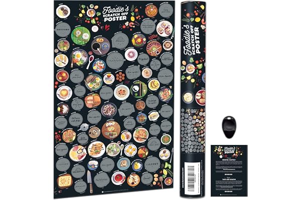 Bonanzana - Poster à Gratter Culinaire - Carte à Gratter Plats du Monde - Foodie's Scratch Off Poster - Spécialités Culinaires - Idée Cadeau Cuisine Original pour Homme, Femme - 70x42 cm