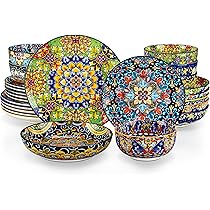 vancasso SIMI Serveerborden, porselein, rechthoekige bordenset, 6-delige Boheemse platte borden, bordenset voor 6 personen, 22 x 13 x 2,3 cm