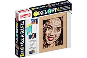 Quercetti Pixel Art 4 Take A Selfie, Crea un Mosaico con Chiodini per Bambini Personalizzato da una tua Foto, Giochi Creativi Bambina 10 Anni e Adulti, Regalo Bambina 10 Anni, 4 Tavolette 33x24,5 cm