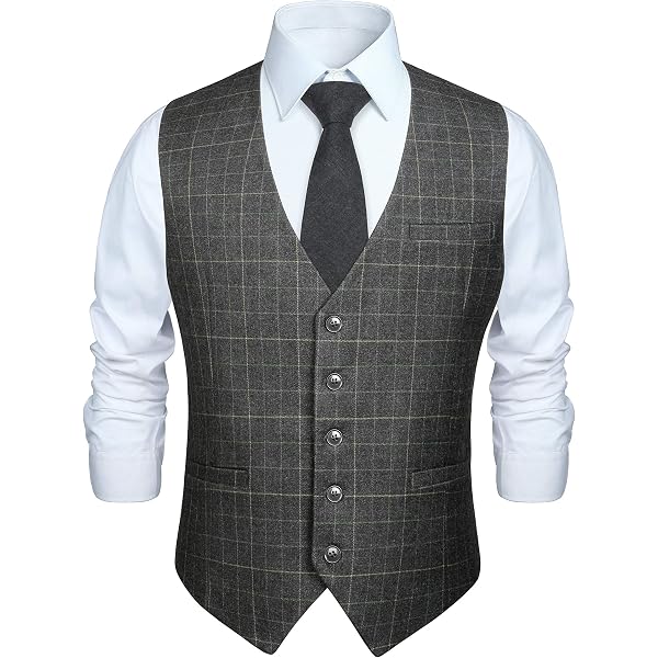 Gilet Costume Homme En Tweed Laine - Style Cowboy Western Rétro - Sans Manches Pour Mariage Et Soirée