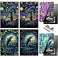 SiYear Scratch Paper Rainbow Painting Sketch, City Series Night Scene,Scratch Painting Creative Gift,Scratchboard for Adult and Kids,with 4 Tools,Size:16''x11'' (Dogs + Dolphins)