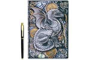 FENGCO 3D Fly Dragon Vintage Tagebuch+Stift Set,A5 Notizbuch Liniert,Personal Organizer DND Journal Notebook Planner,GeburtstagGeschenk für Männer Frauen Erwachsene Kinder(Colorful)