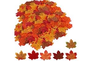 ZZLBZN 100Pcs Artificial Autumn Leaves, Mixed Color Autumn Fall Maple Leaves Table Scatters for Decorating Autumnal Theme Parties, Card Making, Autumn Crafts and Thanksgiving Day