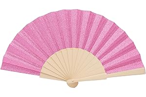 Colours & Beauty rosa Glitzer Frauenfächer aus Holz | Hochzeitsfächer | Hochzeitsfan | Hochzeitsgeschenke | Personalisierte Hochzeitsfächer | Japanische Fächer | Zeremoniefächer