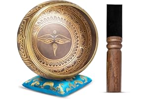 Tibetan Singing Bowl Set - Easy To Play Authentic Handcrafted For Meditation Sound Chakra Yoga Healing By Himalayan Bazaar