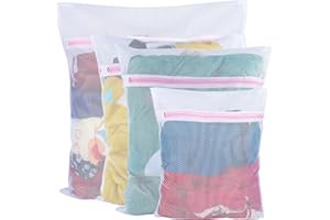 Vivifying Große Net Wäschebeutel, 4 Stück Langlebige Grobmaschige Netz-Wäschebeutel mit Reißverschluss für Kleidungsstücke und Feinwäsche (Weiß)