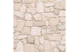 BRICOFLOR Papier peint effet pierre | Papier peint beige clair 69242-9 | Papier peint pas cher pour cuisine, couloir & salon | Papier peint trompe l'oeil