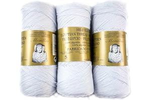 MORILLAS ▷ Pack de Zepelines de Algodón perlé 100% egipcio mercerizado para DIY y tejer a mano labores de ganchillo o punto con un acabado elegante. (3 unidades Perlé N5 x 80gr., Blanco)