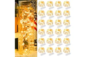 NASHARIA Catena di luci micro LED con batteria, 24 pezzi, 2 metri, 20 LED, funzionamento a batteria, IP65, impermeabile, in rame, per interni, Halloween, Natale, feste