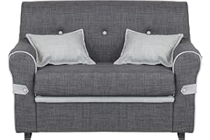 Totò Piccinni Divano 2 Posti in tessuto con Cuscini Imbottito, con Braccioli (Grigio Scuro)