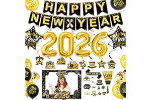 Abitoncc New Year Decorations 2026, Gold Foil Balloons 2026, Hanging Swirls, Balloons for Happy New Years' Eve Decorations 2026 for Indoor Bar