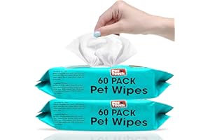 Pet Touch X 60 Pack All Purpose PET WIPES for daily Cleaning of your Dogs and Cats Deodorizing ALCOHOL FREE and WET Moist Dog Paw Cleaner & Dog Ear Cleaner Wipes Pack (120 Wipes)