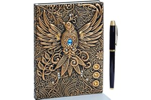 FENGCO 3D Phoenix Vintage 2019 Tagebuch+ Stift,A5 Notizbuch Liniert,Personal Organizer Planer Journal Notebook,GeburtstagGeschenk für Männer Frauen Erwachsene Kinder