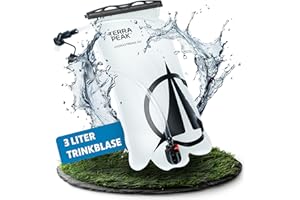 ‎TERRA PEAK Terra Peak® Premium Trinkblase bis 3L mit Schlauch für Rucksack, Wandern & Joggen (auslaufsicher) - Ergonomisches Trinksystem mit Mundstück & Schutzkappe (universal verwendbar) - Trinkbeutel BPA-Frei