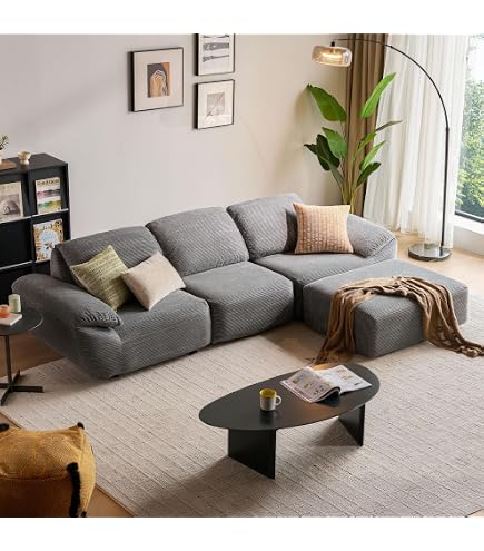 Ecksofa Nelly mit Bettkasten und Schlaffunktion, Cordstoff in L-Form Küche, Haushalt & Wohnen