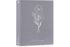 Lanpn Album fotograficzny A4, 100 zdjęć, mały, lniany, do wkładania zdjęć pionowych, szary