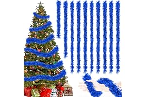 TUTUKYLE 10 Piezas Guirnalda de Oropel de Navidad,Azul Espumillón de Navidad Guirnaldas para árbol de Decorativas Guirnaldas de Oropel para Cortinas Habitaciones Fiestas