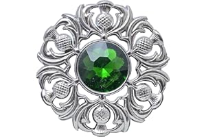 KILT MANIA Elegant Scottish Kilt Fly Plaid Brooch - Premium Thistle Design with Sparkling stone, Handcrafted Tartan Sash Pin, Luxurious Highland Dress Accessory for Women's