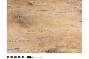 Navaris Tableau magnétique - Panneau mémo 70 x 50 cm avec aimants - Tableau mural design bois foncé avec marqueur