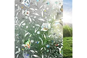 ‎RABBITGOO rabbitgoo Fensterfolie Selbsthaftend Blickdicht Sichtschutzfolie Fenster 3D Fensterfolie Glasfolie Dekofolie Statisch Haftend Blumen Tulpe 60x200cm