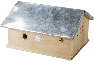 Esschert Design Hummelhaus, humlebo låda med metalltak, vikbart lock, ca 29 cm x 17 cm x 15 cm