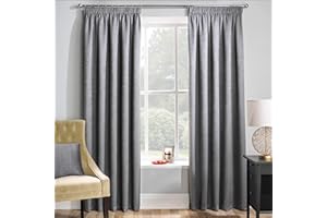 Enhanced Living Matrix Grey Silver Thermal Blockout Tape Top Curtains - 46 x 90 inch (117 x 229cm) - Energy Saving Curtains for Living Room/Bedroom