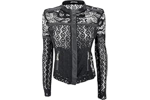 JOPHY & CO. Giacca in Pizzo Donna Leggera Trasparente con Cerniera e Tasche laterali (cod. 3976)