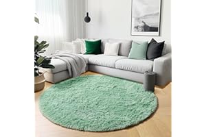 ONASAR Sage Green Round Area Rugs 6ft, Fluffy Soft Bedroom Circle Rug for Kids Girls Boys Teen Room, Cute Furry Plush Shaggy Carpet Floor Mats for Nursery Living Room Playroom Dorm Home Decor